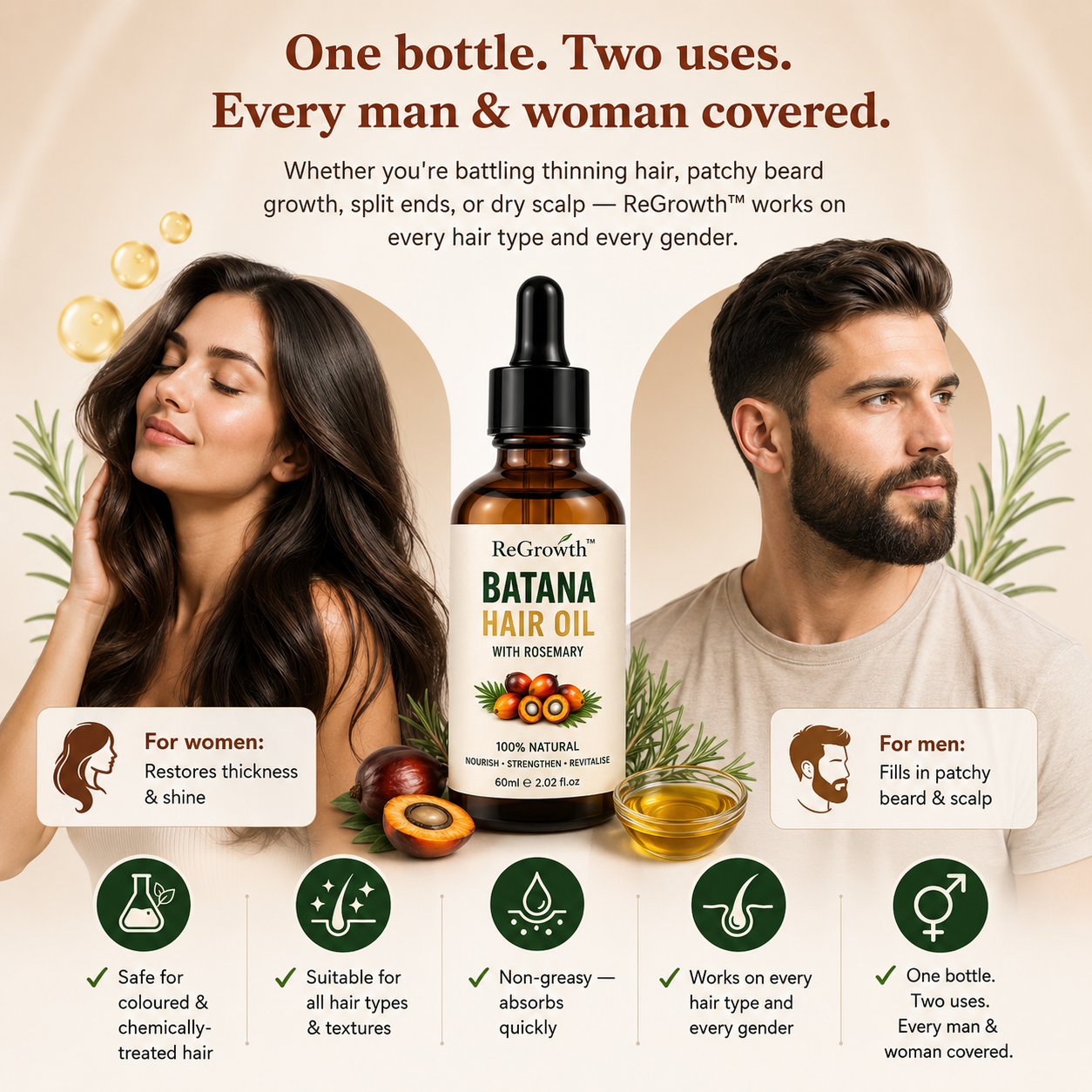 ReGrowth™ Pure Batana Hair Oil with Rosemary — 60ml